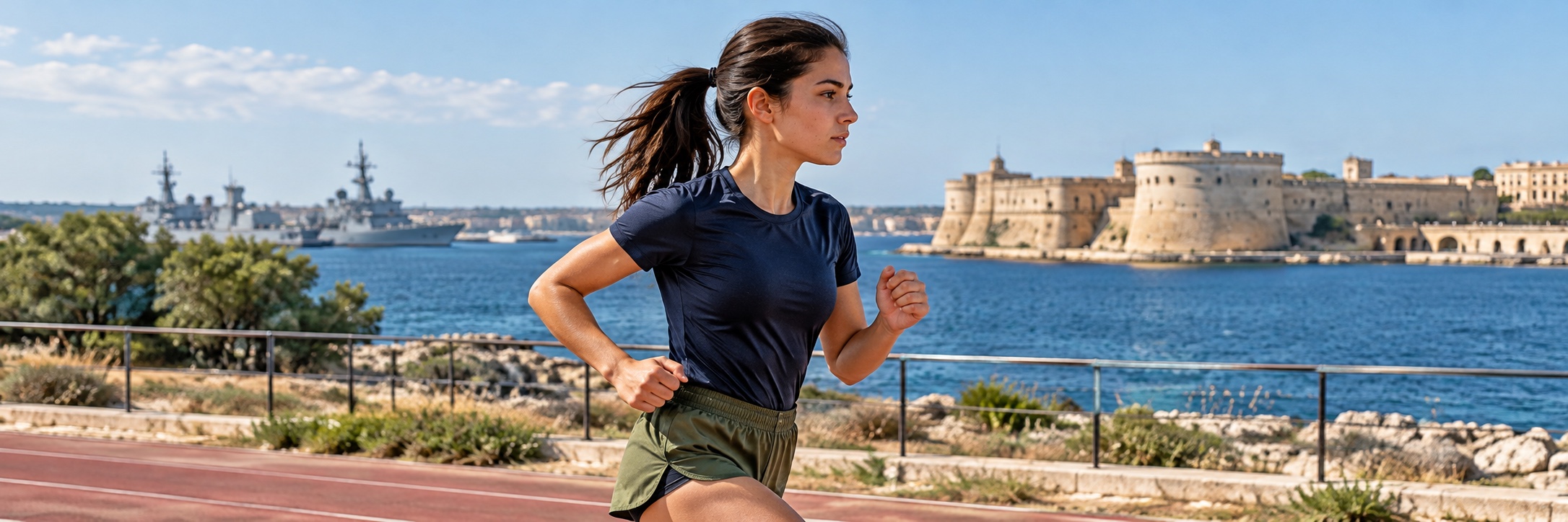 Immagine illustrativa generata con AI: giovane donna durante la preparazione atletica